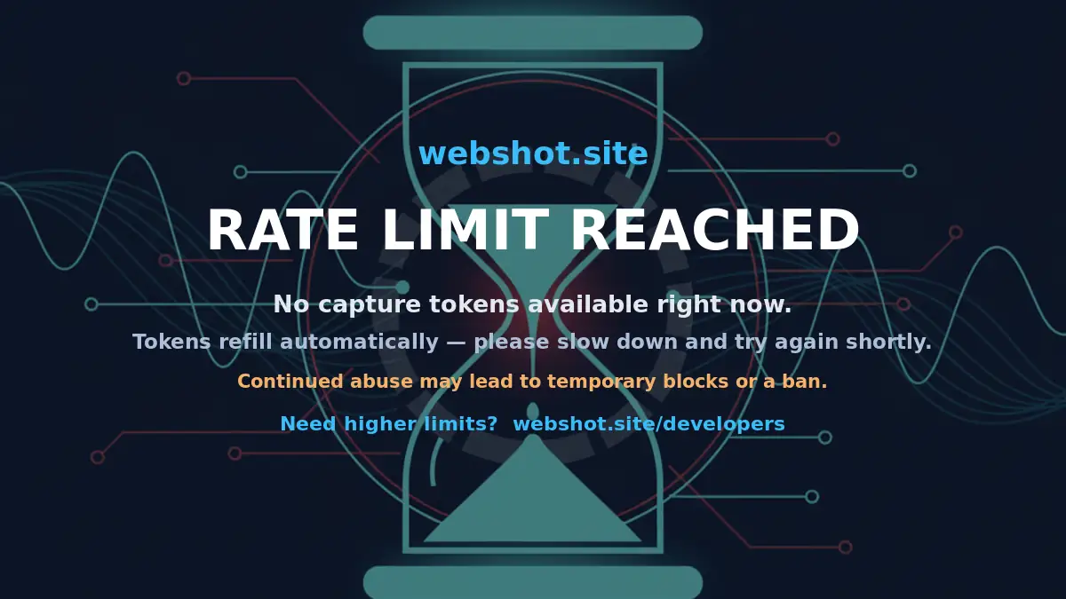 Webshot API rate limit reached — no capture tokens available